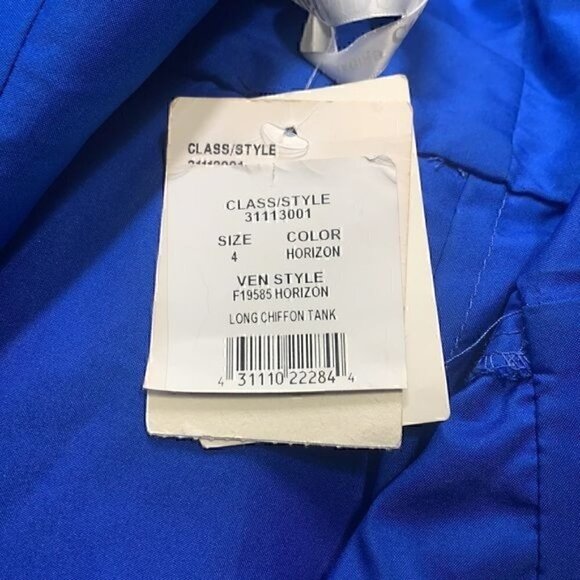 David's Bridal Faux-Wrap Pleated Chiffon Bridesmaid Dress Sz 4 Blue STYLE#F19585 - Picture 10 of 13